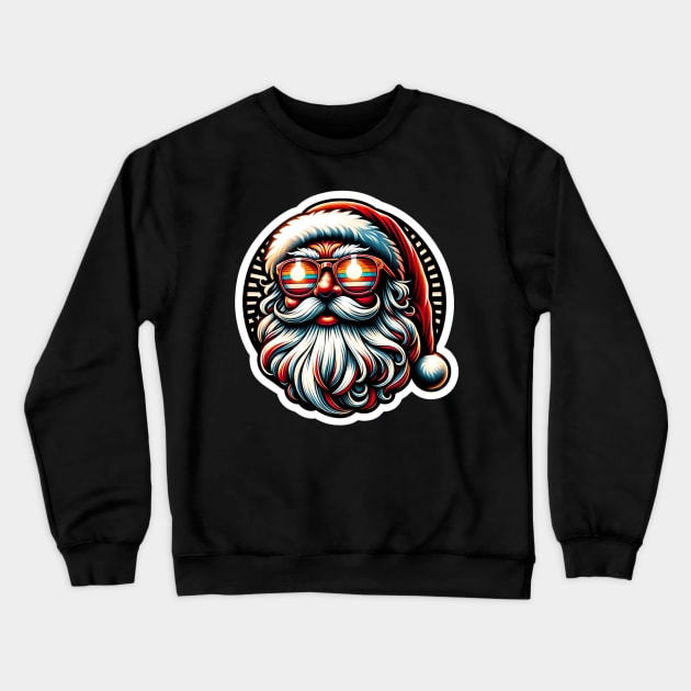 Holiday Elegance: Santa with Retro Glasses Crewneck Sweatshirt by ArtFeverShop